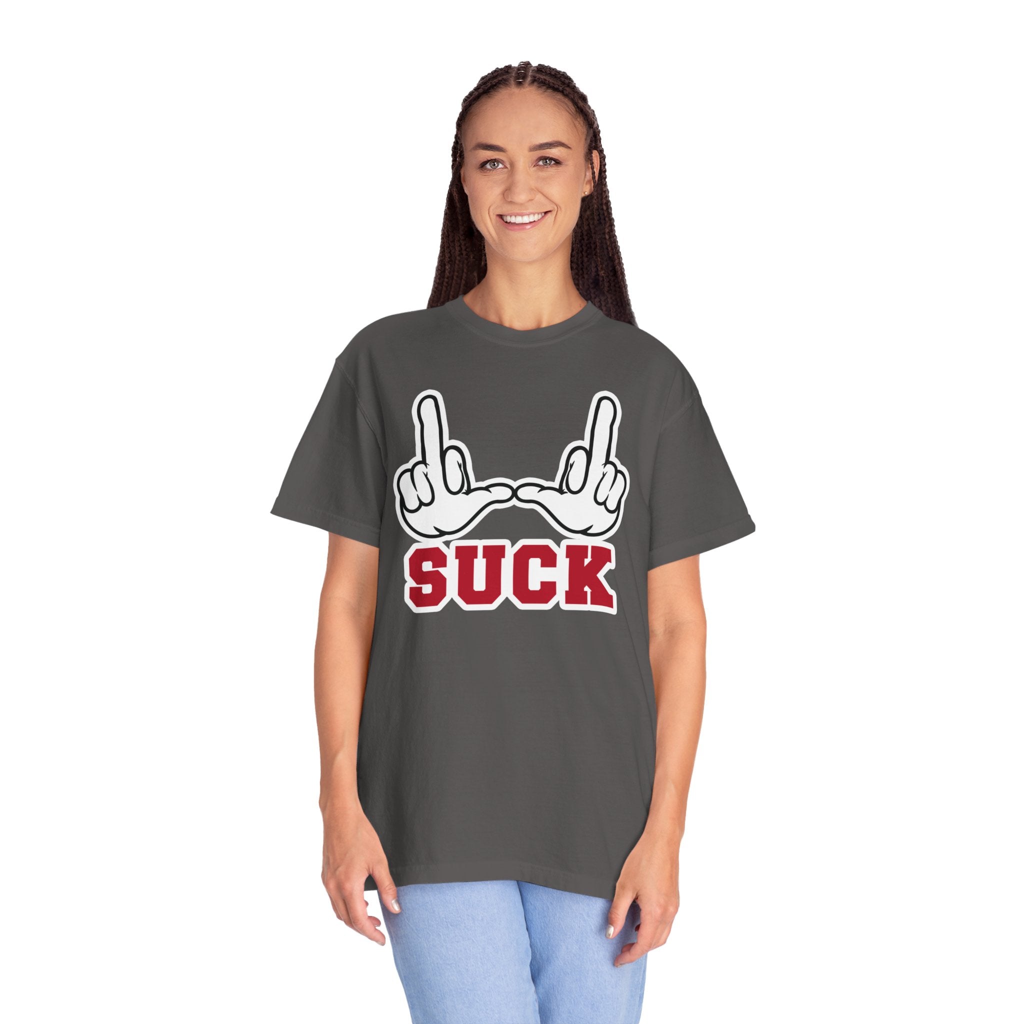 "U Suck” White & Red Design