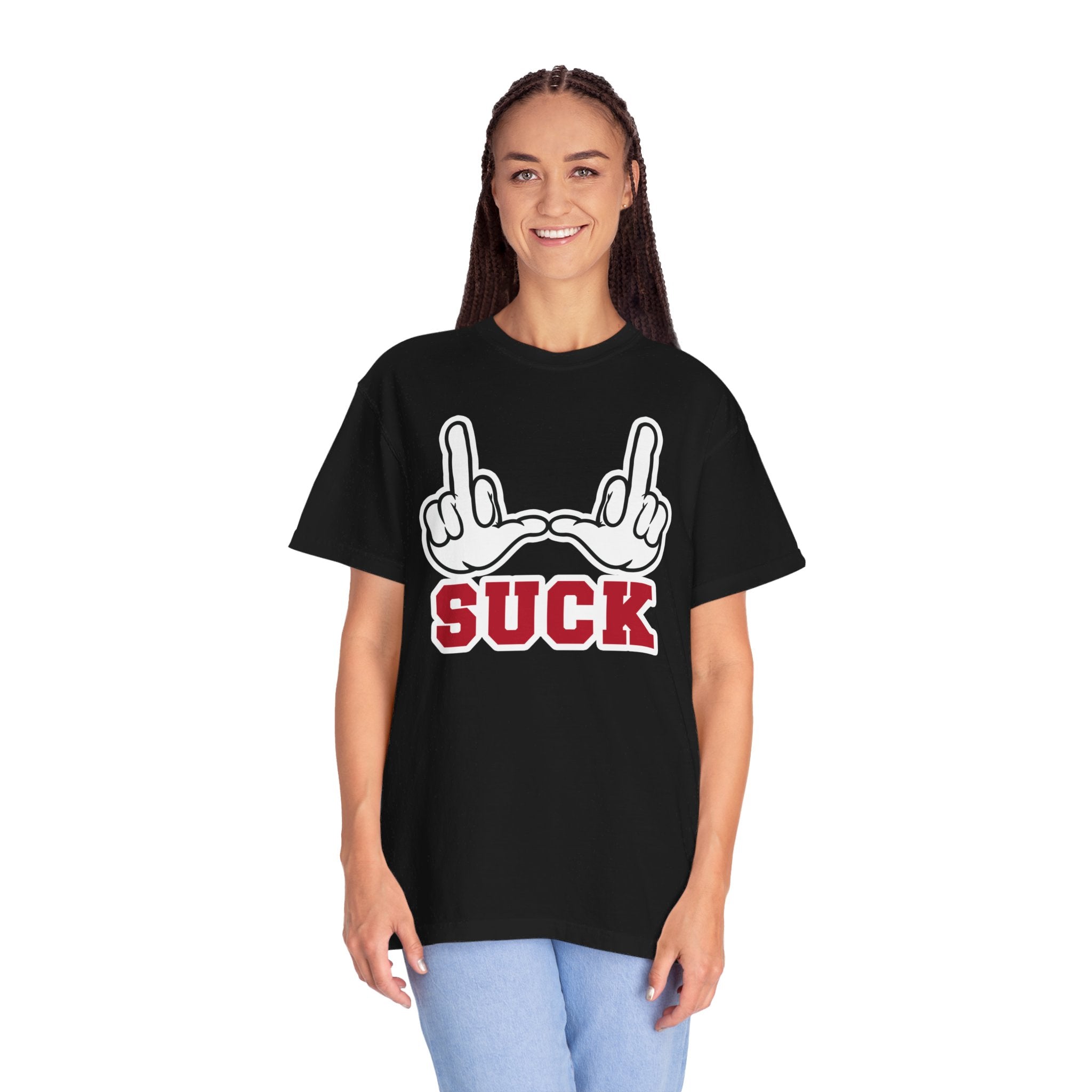 "U Suck” White & Red Design