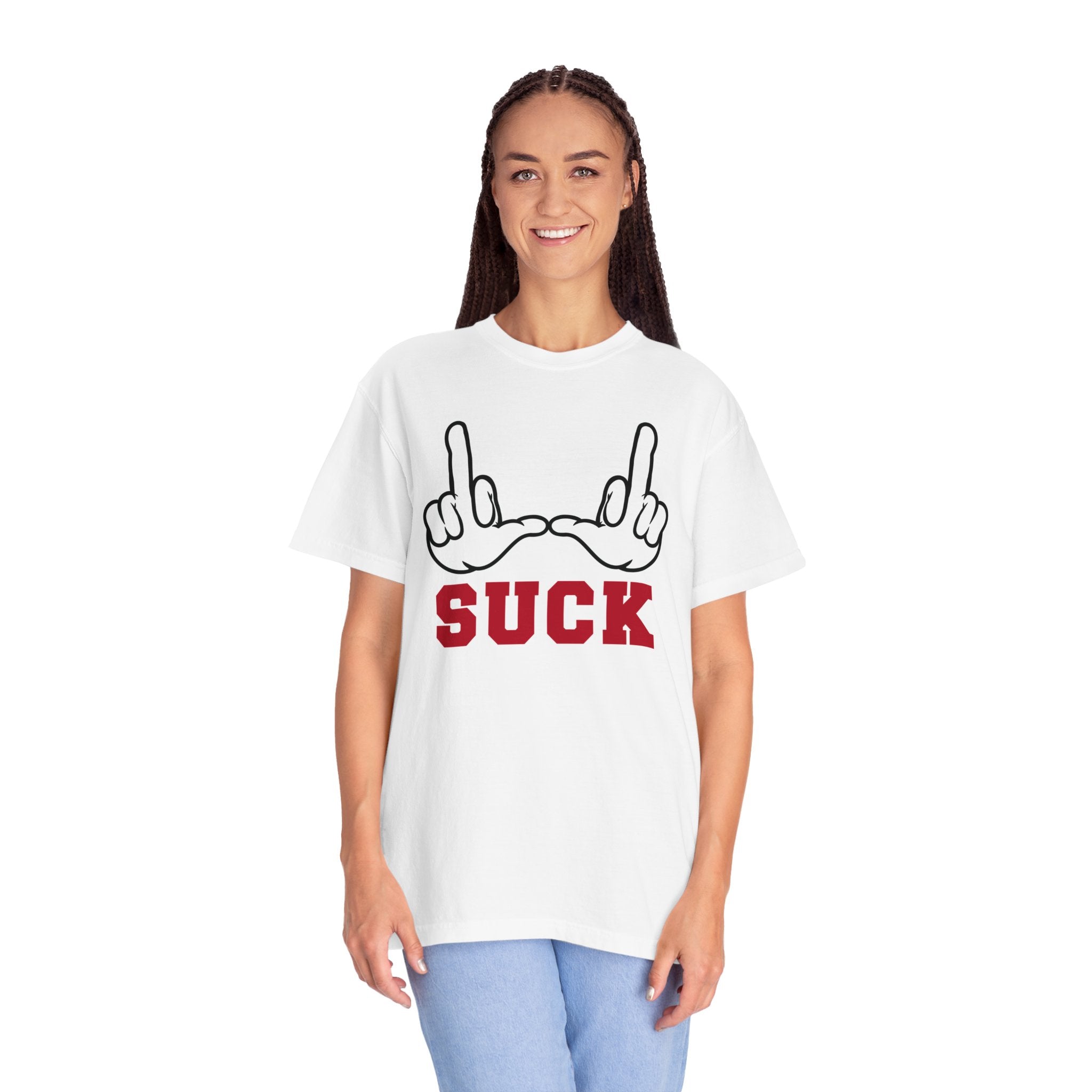 "U Suck” White & Red Design