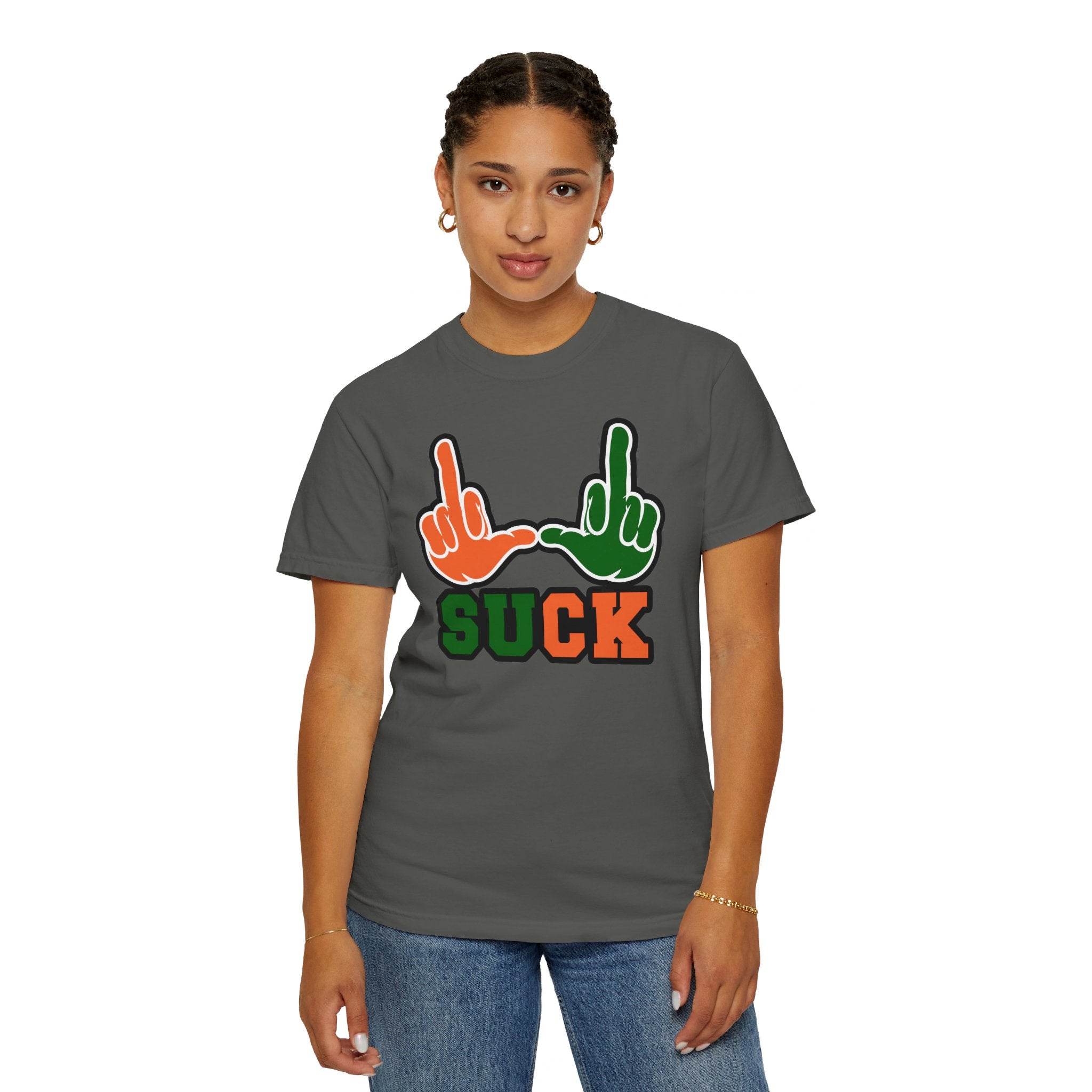 "U Suck“ Orange & Green Design