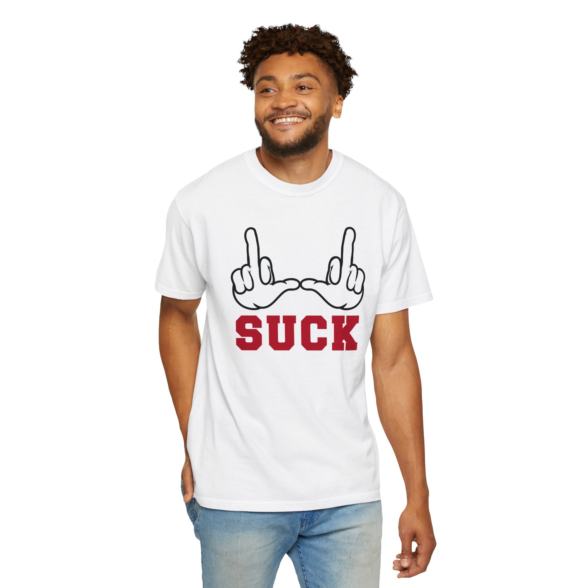 "U Suck” White & Red Design