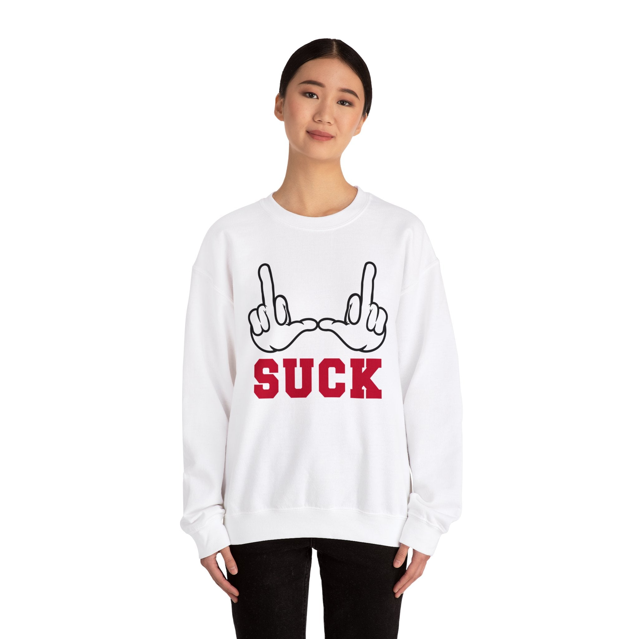 "U Suck” White & Red Design