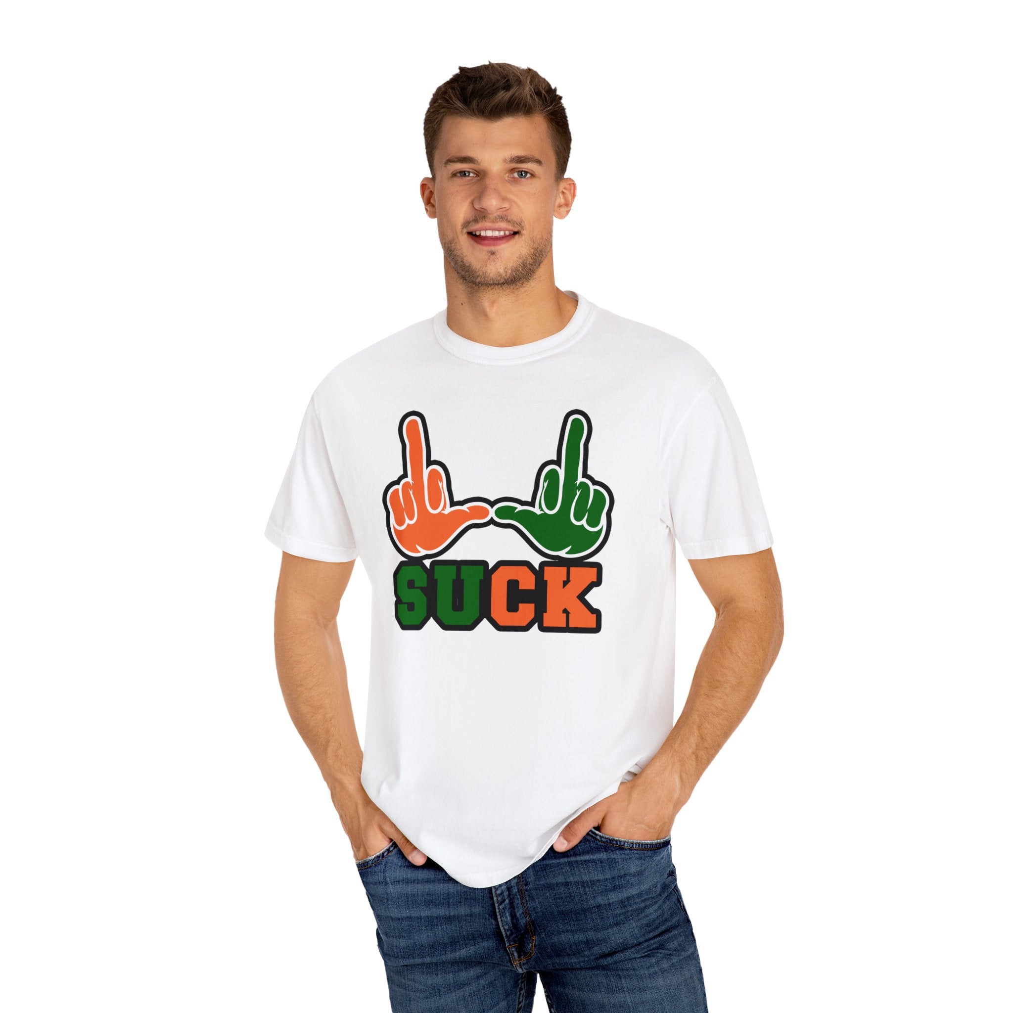 "U Suck“ Orange & Green Design