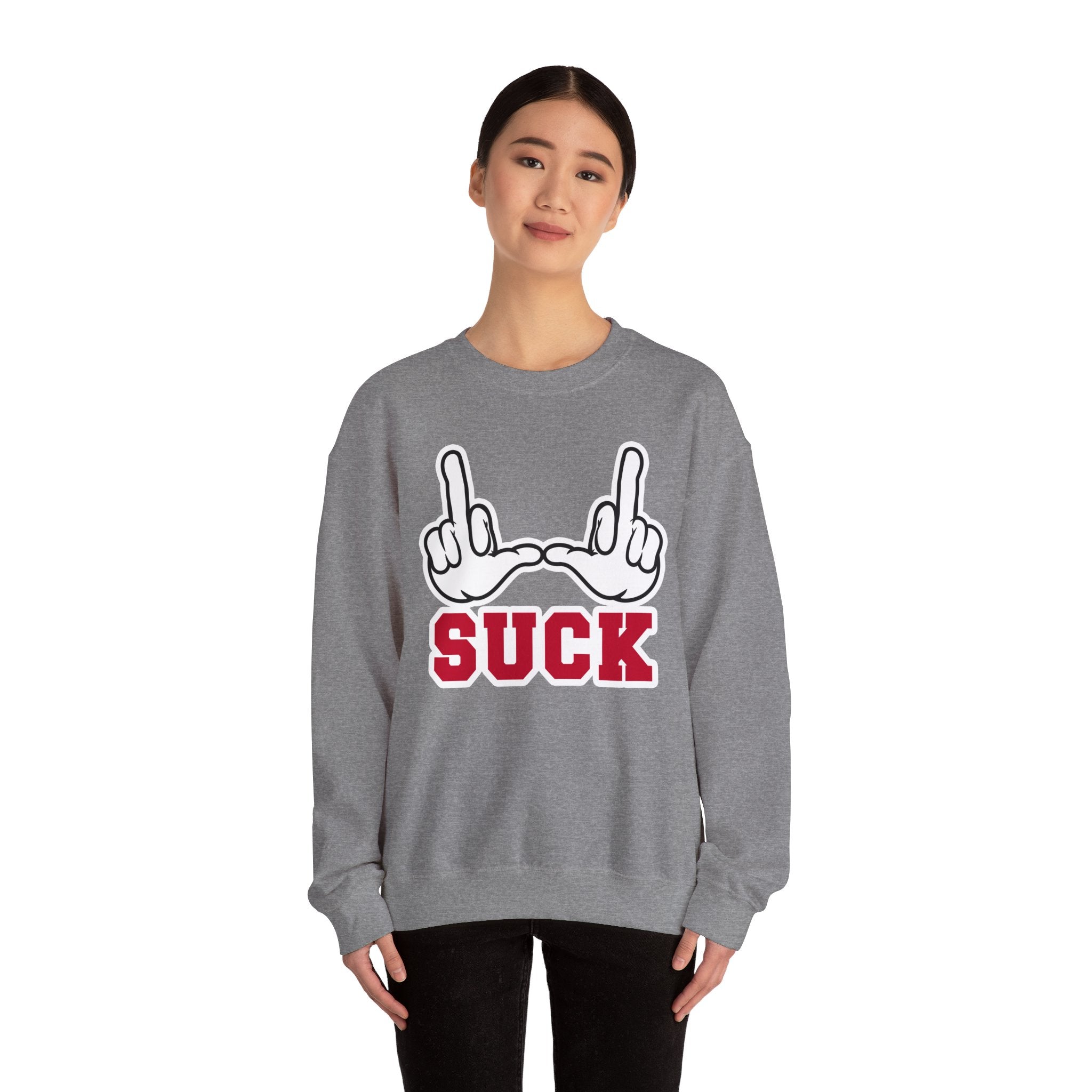 "U Suck” White & Red Design