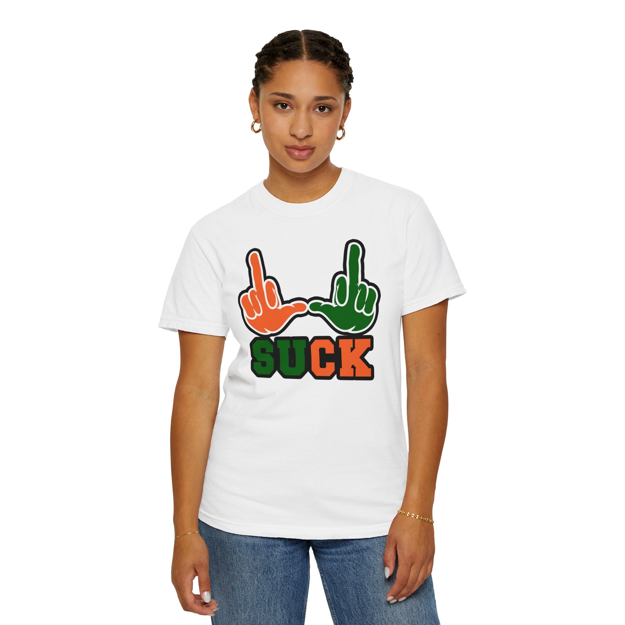 "U Suck“ Orange & Green Design