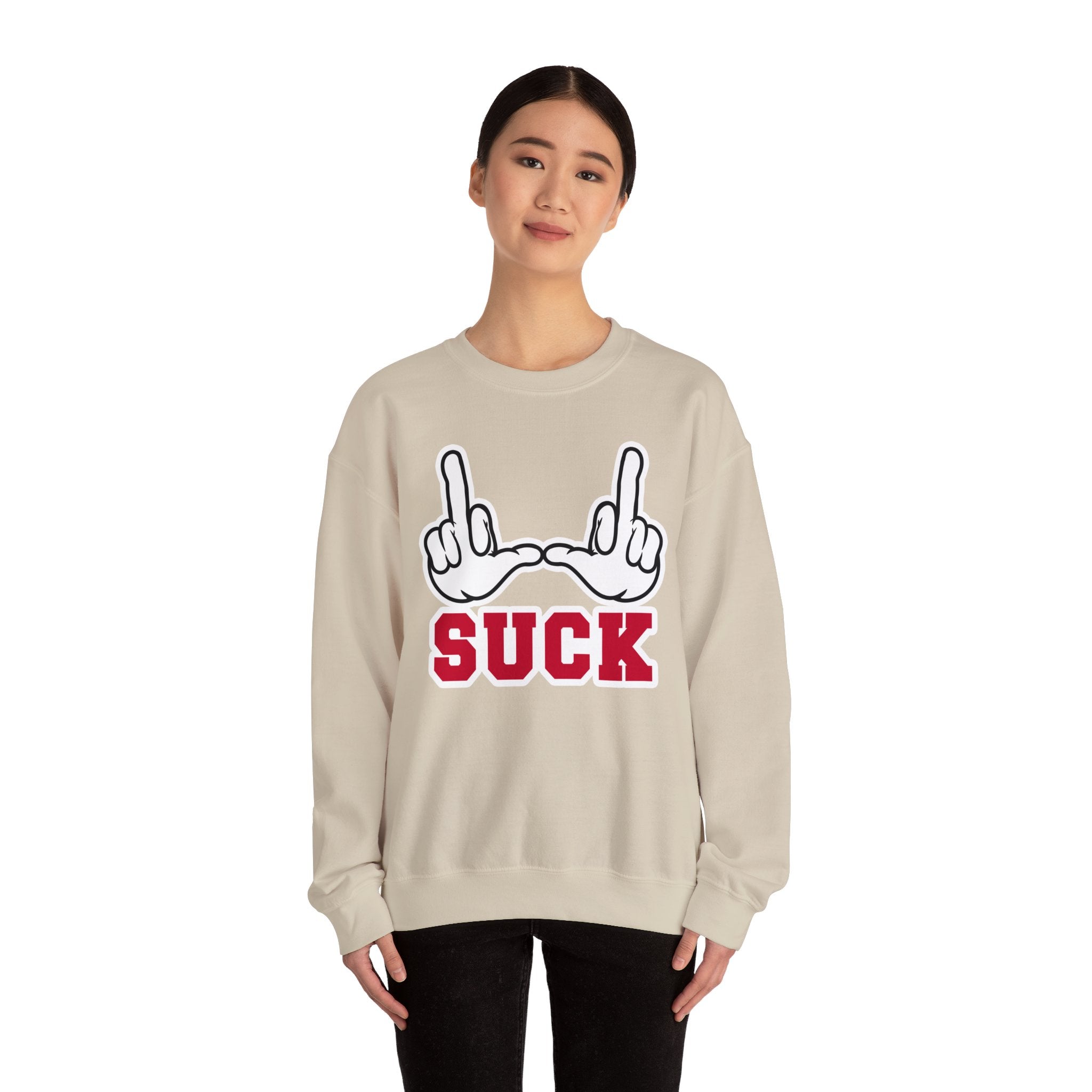 "U Suck” White & Red Design