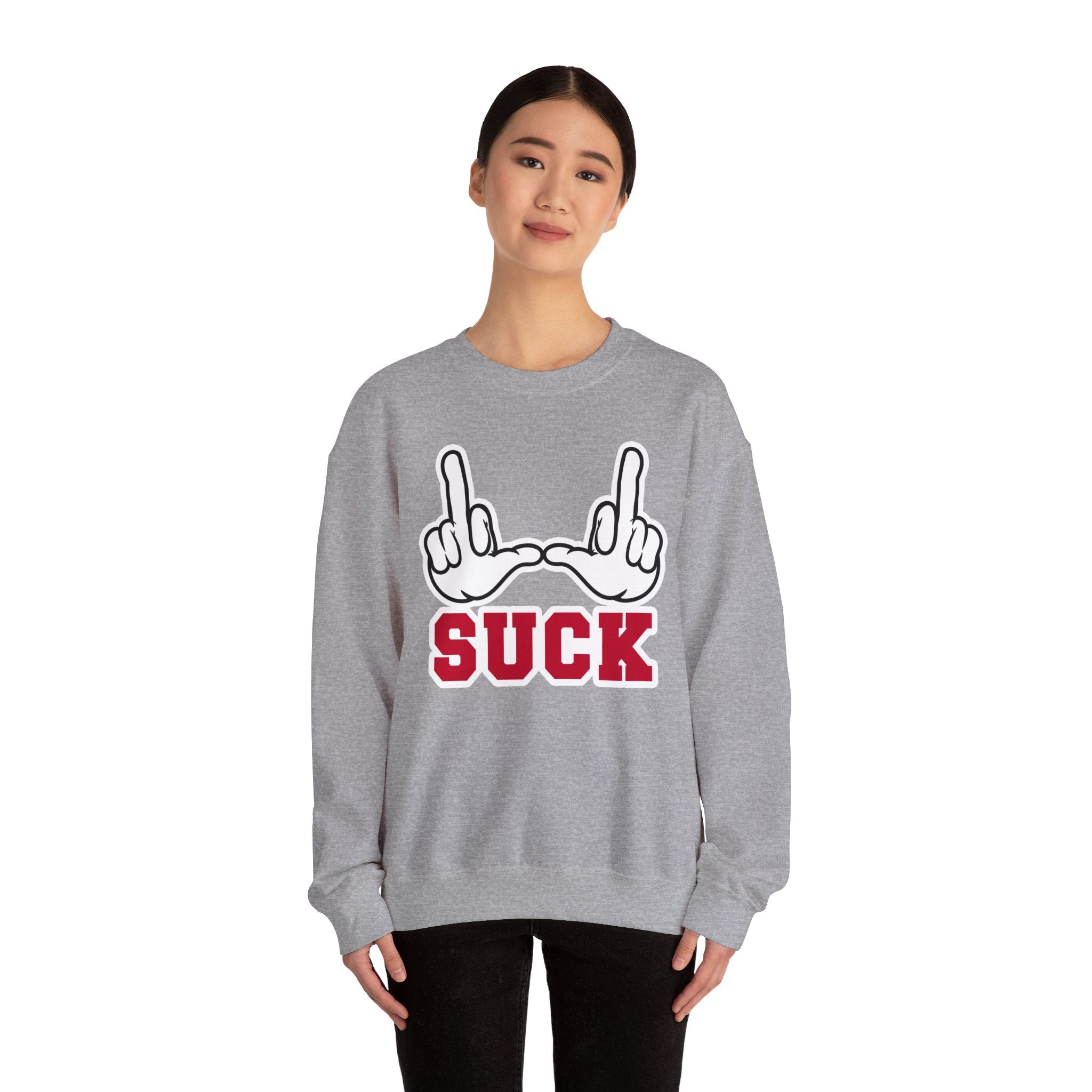 "U Suck” White & Red Design