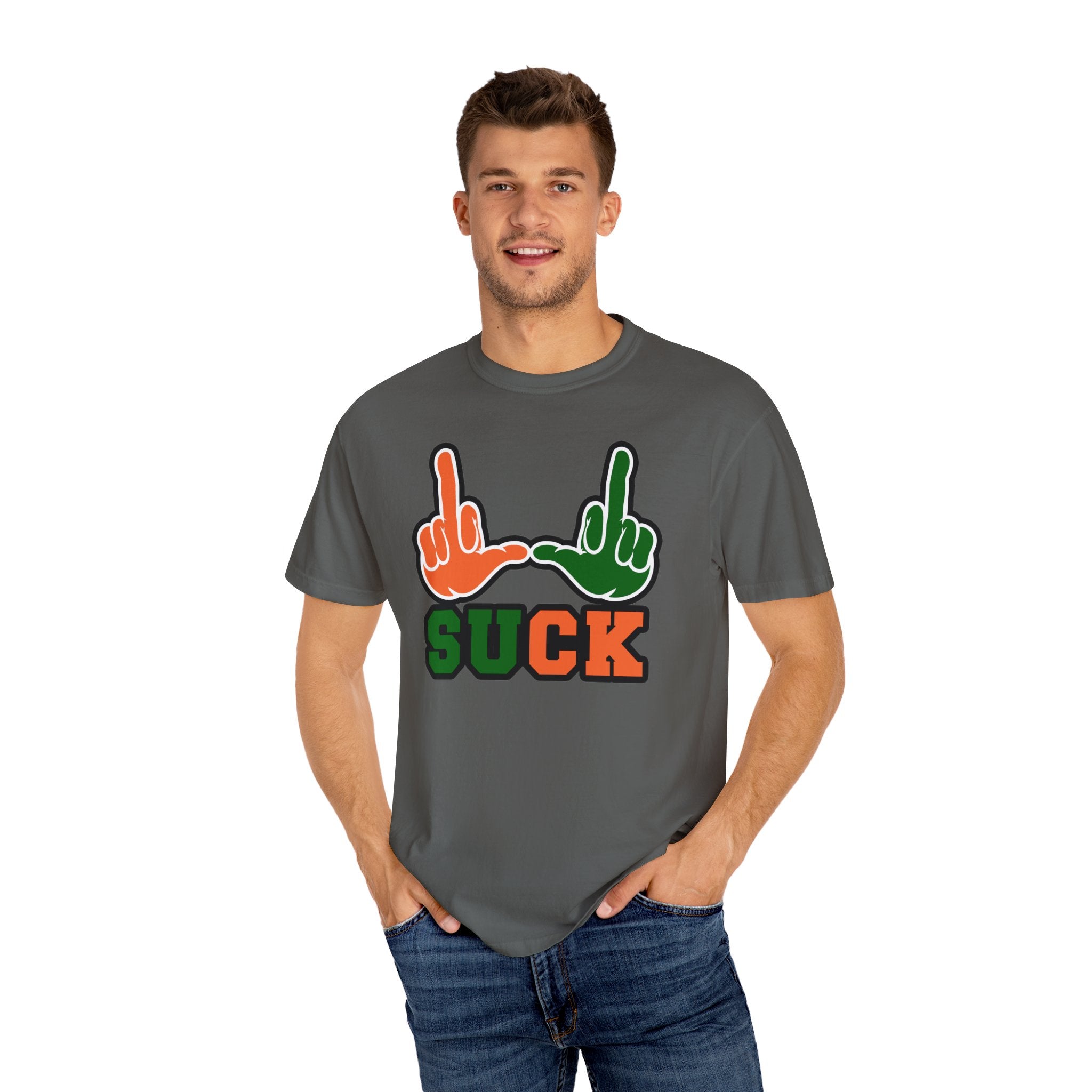 "U Suck“ Orange & Green Design