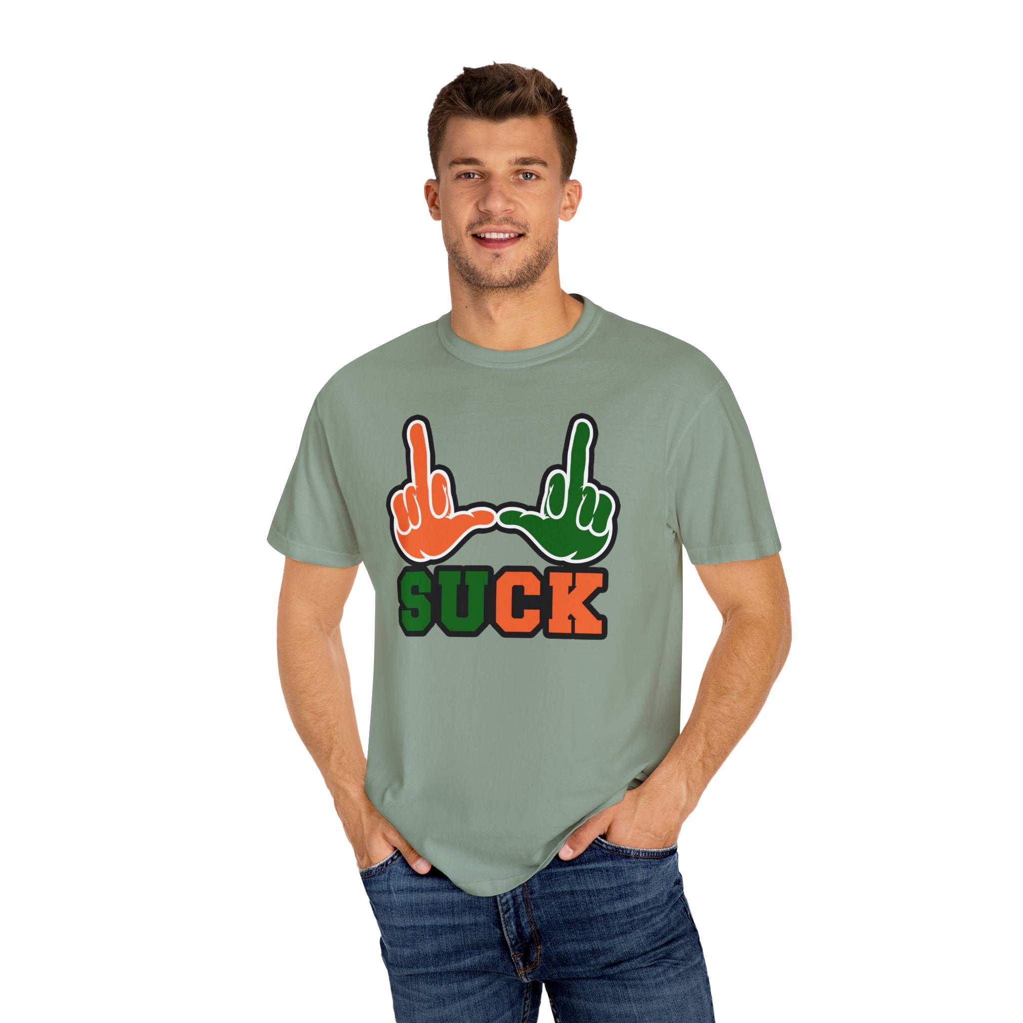 "U Suck“ Orange & Green Design