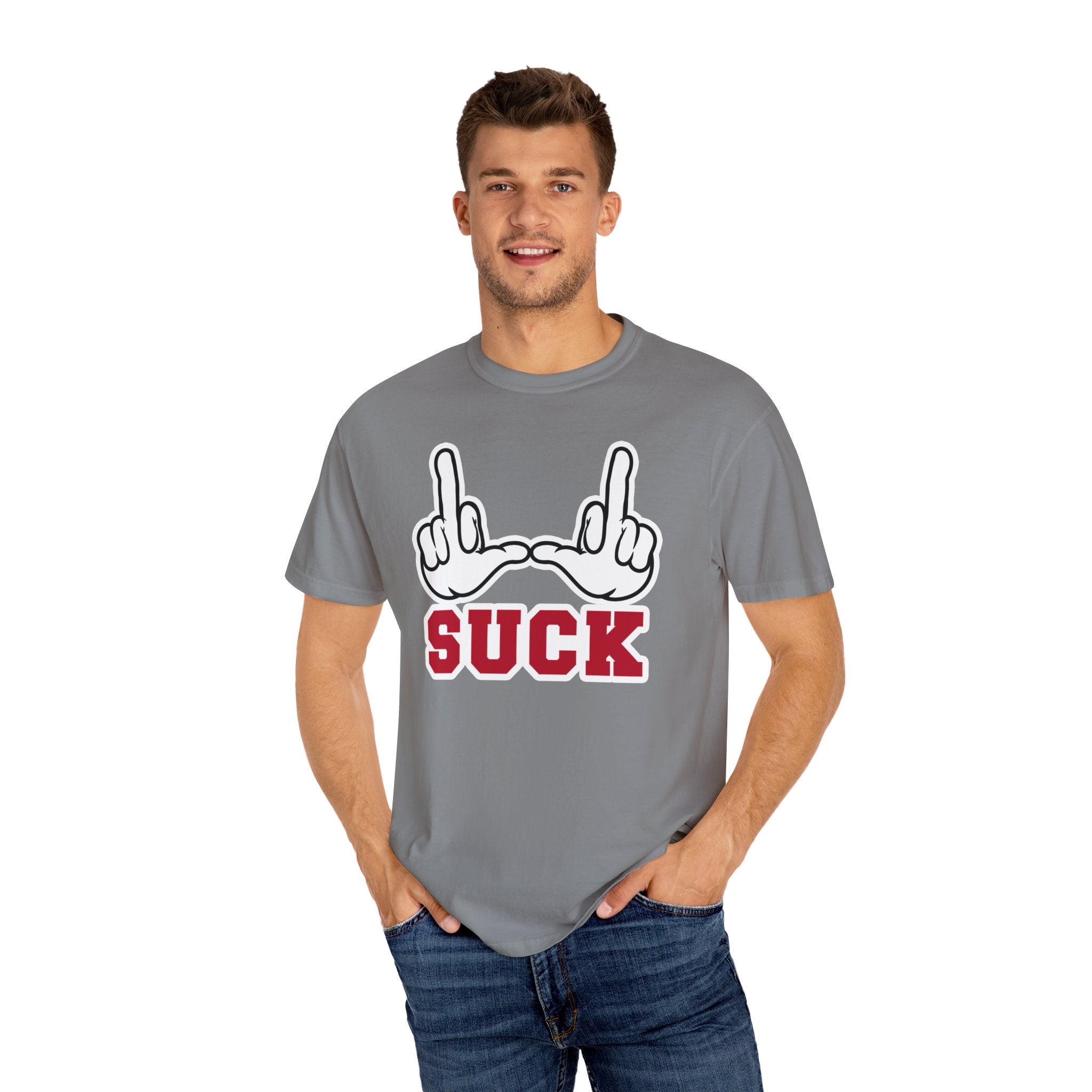 "U Suck” White & Red Design