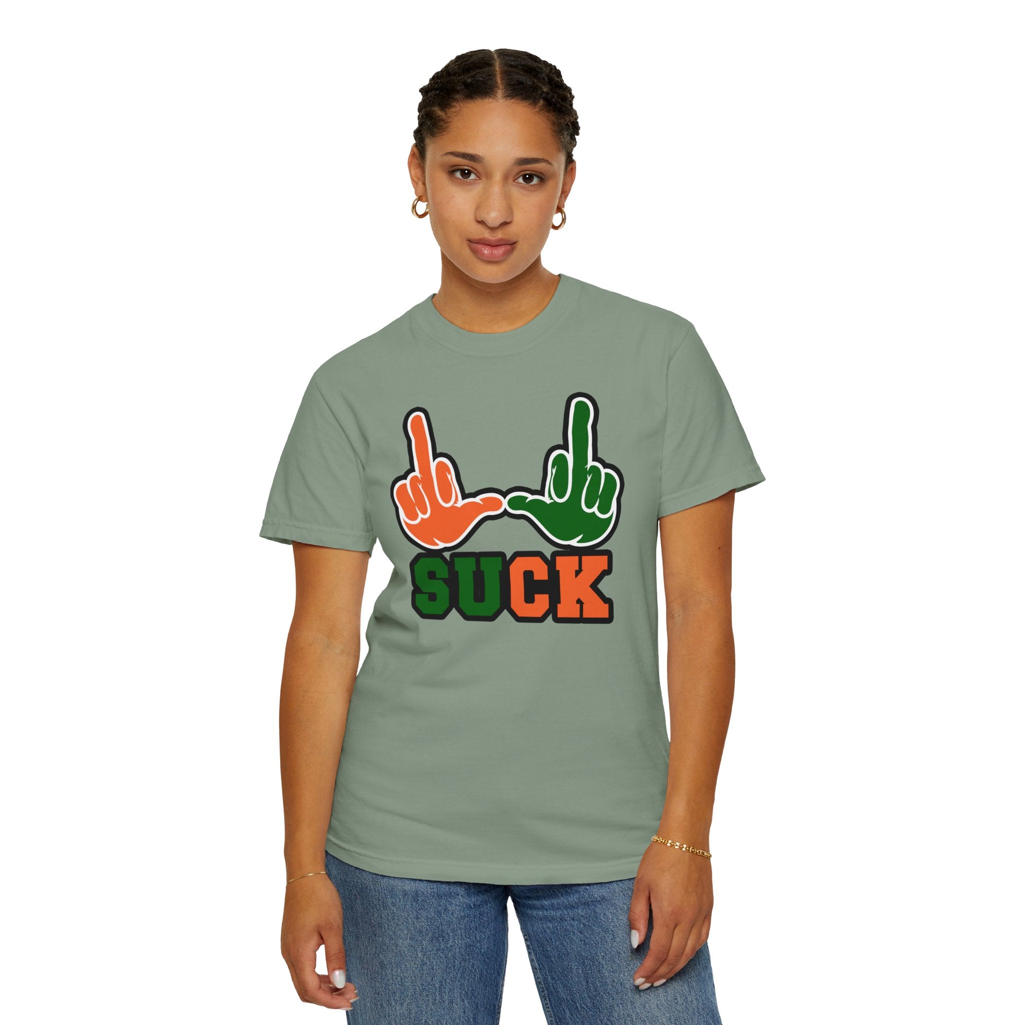 "U Suck“ Orange & Green Design