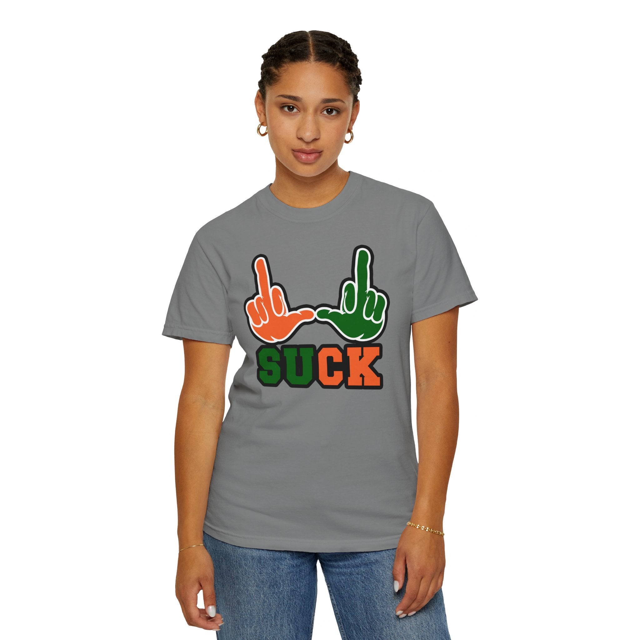 "U Suck“ Orange & Green Design