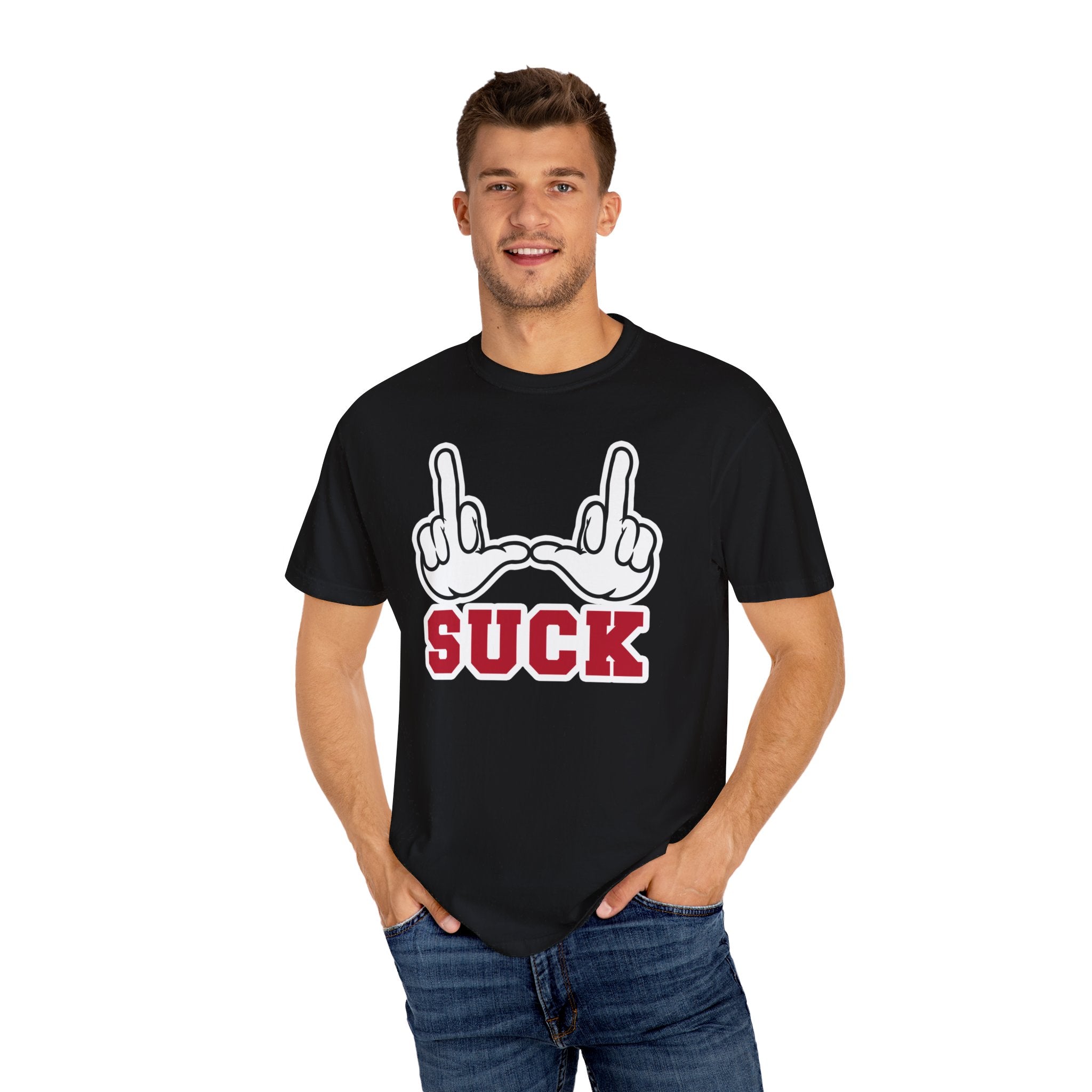 "U Suck” White & Red Design