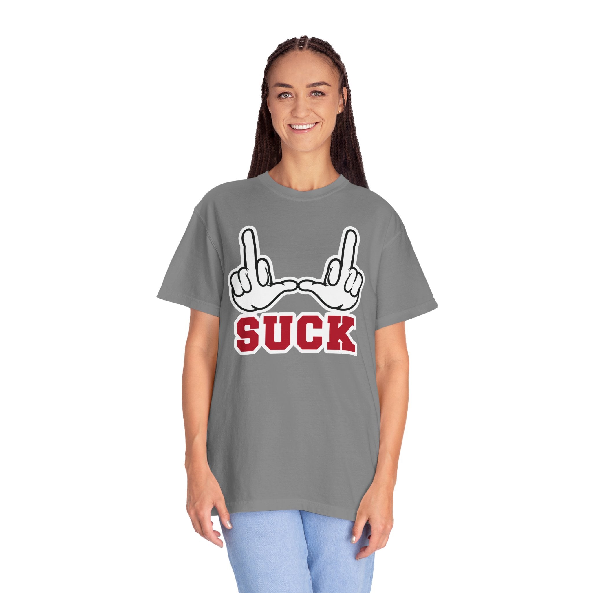 "U Suck” White & Red Design