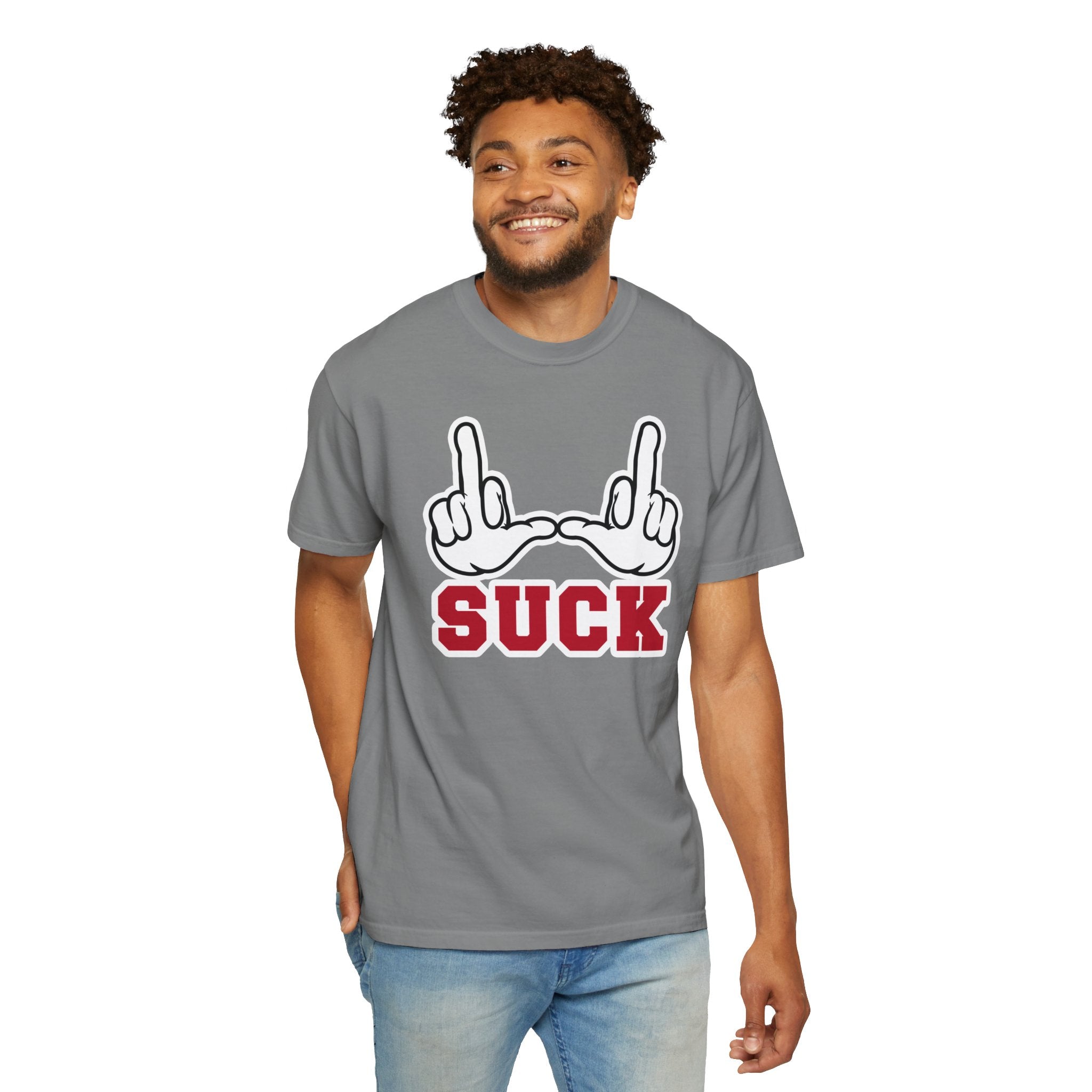 "U Suck” White & Red Design