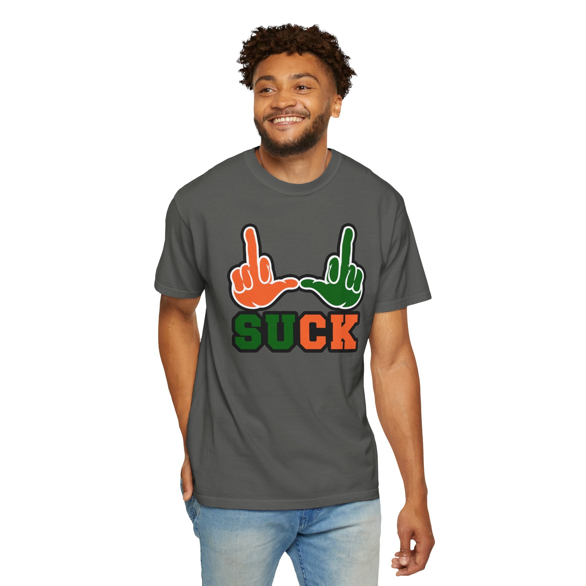 "U Suck“ Orange & Green Design