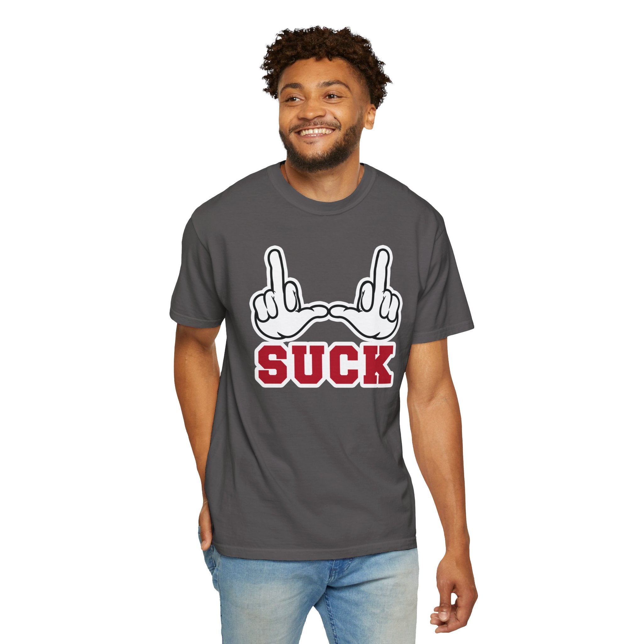 "U Suck” White & Red Design