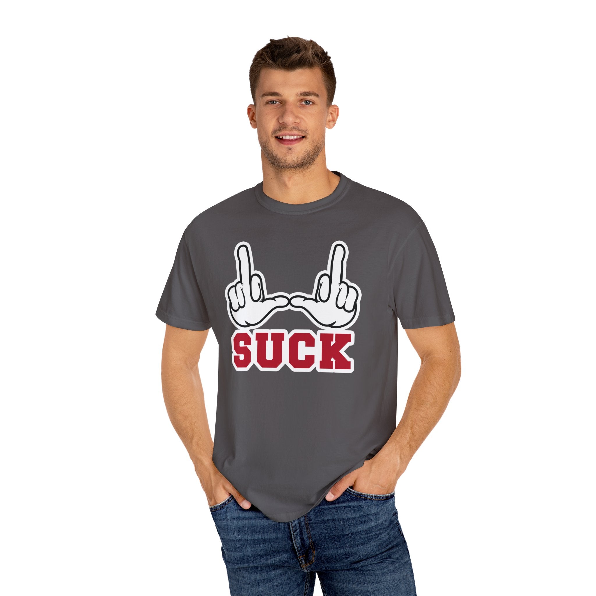 "U Suck” White & Red Design